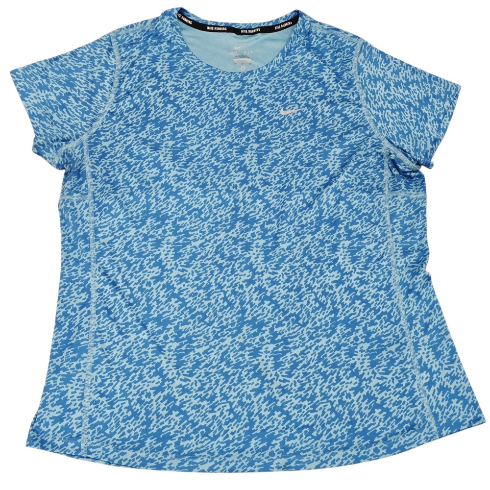 Nike Running Dri-FIT Shirt Women's XL Blue All Over Print 872073-418 Athletic